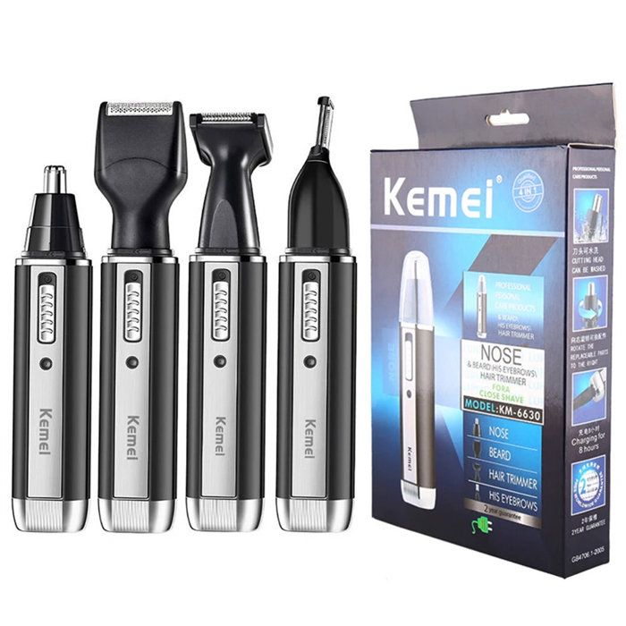 Tondeuse Nez Oreilles 4 en 1 Rasoir Visage Rechargeable USB Lames Inox Lavables Autonomie 60 Min Portable Homme