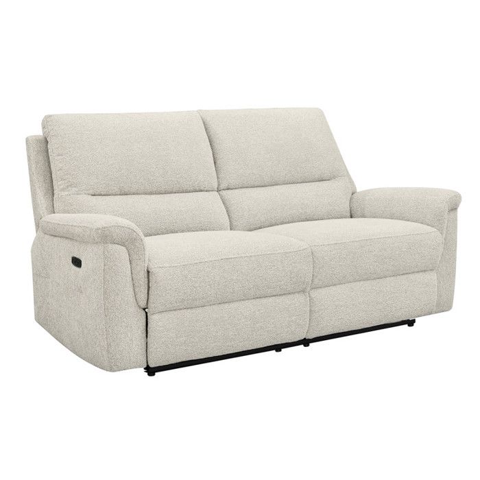 Canapé relax électrique 3 places en tissu doux beige – LEONIE Meubletmoi Canapé relax électrique 3 places en tissu doux beige – LEONIE Meubletmoi