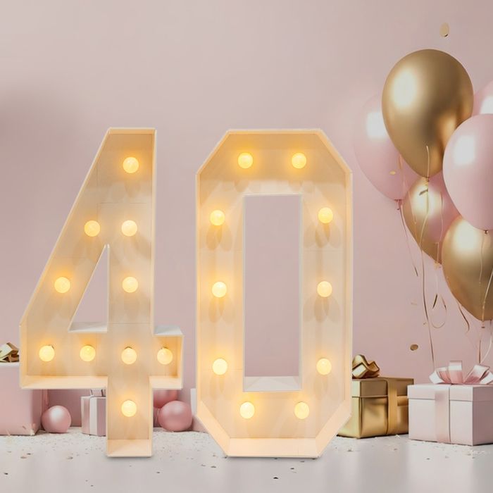 Lampe fluorescente de 100cm 40 numéros danniversaire Décoration Numéro 40 lumières LED Convient pour les célébrations.