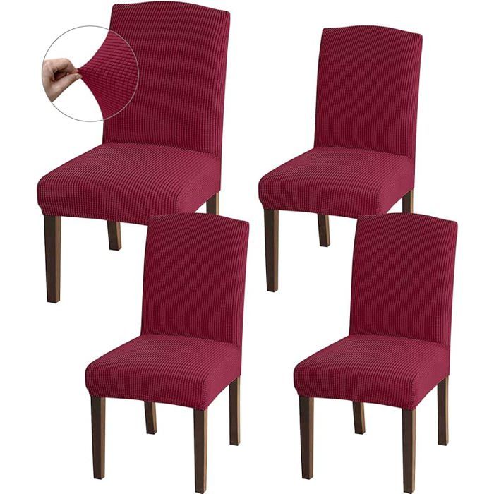 Housse de Chaise de Salle à Manger Housse de Chaise Extensible Lot de 4 pour Décor Salle à Manger Salon Rouge ro HOUSSE DE CHAISE