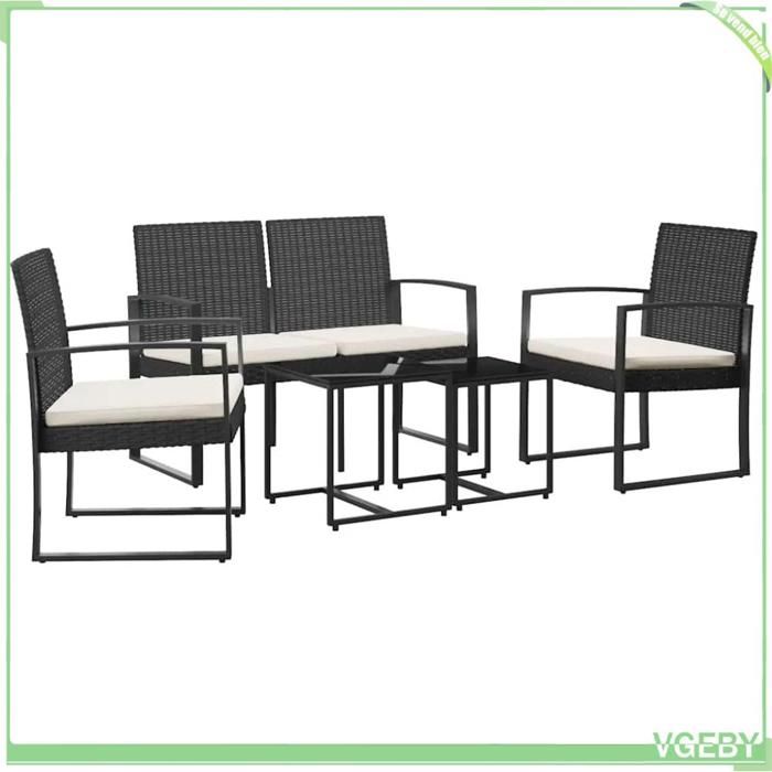 Ensemble à manger de jardin - FAFEICY - 360215 - 5 pcs - PP aspect rotin - Modulaire coussins