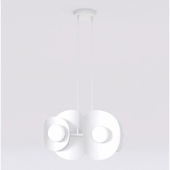Lampe à suspension Elementi en acier et verre blanc - Réf. VK8681847471202