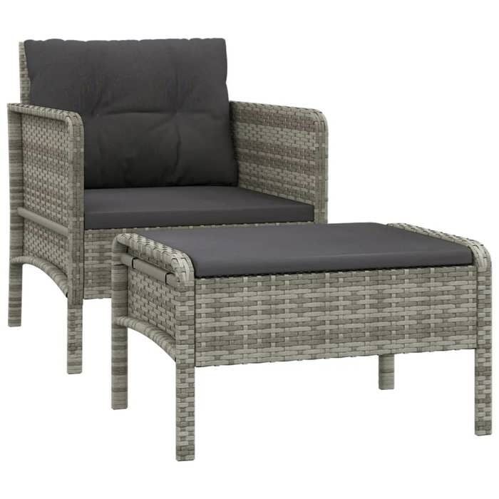 VD Salon de jardin 2 pcs avec coussins Gris Résine tressée Mobilier outdoor @EU4664BONE