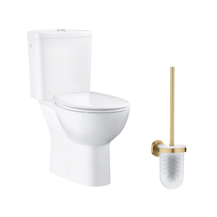 Grohe WC à poser sans bride + Abattant frein de chute déclipsable + Porte-balai WC Cool Sunrise