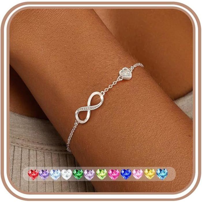 Bracelet Femme Argent 925 Infini Coeur Bracelet Réglable D’Amour Femme Bracelets Cadeau Noël Infinity Heart Bracelets Silver[PP127]