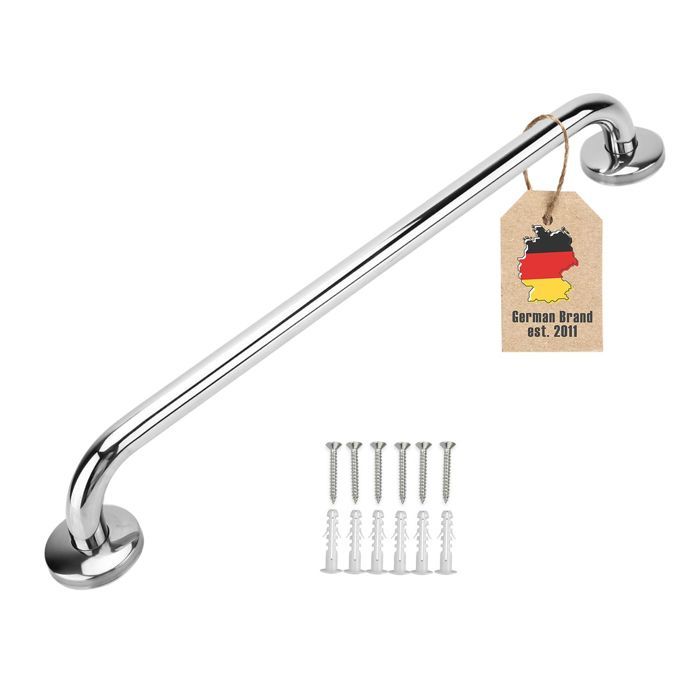 Porte-serviette mural en inox poli brillant 60 cm - barre Ø 19 mm à percer pour salle de bain sauna cuisine et draps de bain