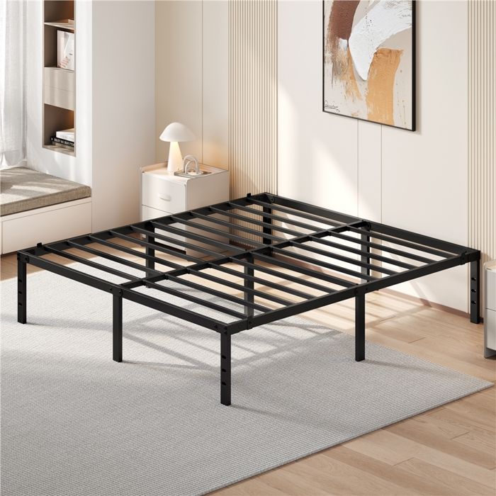 Cadre de Lit Métallique sans Tête de Lit 180x200 cm Support à Lattes et Espace Rangement Inférieur Charge Max 363 kg Noir YAHEETECH Cadre de Lit Métallique sans Tête de Lit 180x200 cm Support à Lattes et Espace Rangement Inférieur Charge Max 363 kg Noir YAHEETECH