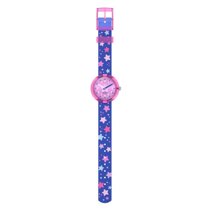 Montre enfant - FLIK FLAK - To The Stars FPNP190 - Bracelet bleu constellé détoiles - Boîtier 31 85 mm - Étanche 3 ATM