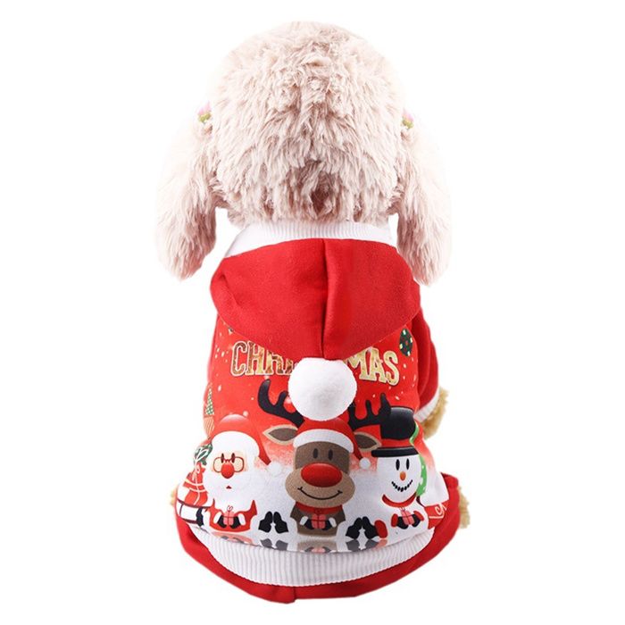 L - Sweat à Capuche Chien Chat Manteau dautomne dhiver Chaud pour Animaux de Compagnie de Noël Vêtements de Chien de Coton