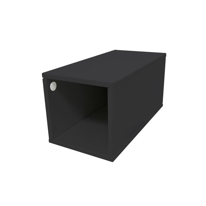 Cube de rangement bois largeur 25 cm - Couleur - Noir, Dimensions - 25x50