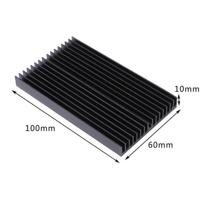 Le noir Dissipateur thermique en aluminium avec amplificateur de puissance,  100x60x10 mm, radiateur de haute - Cdiscount