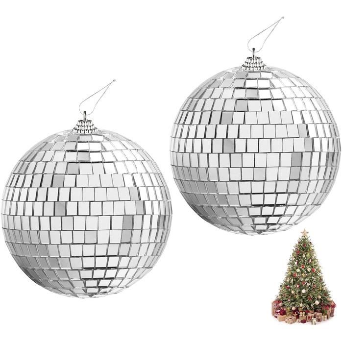2 Boules à Facettes JurciCat - 10 Cm - Pour Décoration Fête, Noël, Mariage - Effet Miroir