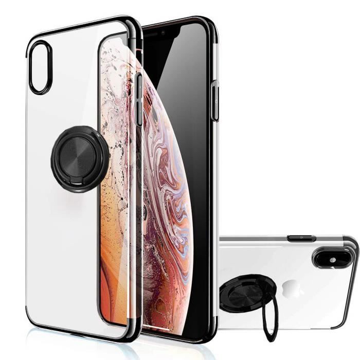 Coque IPhone XR 360° Noire - Protection Antichoc Avec Anneau Support - Neuve (marque Odeydo)