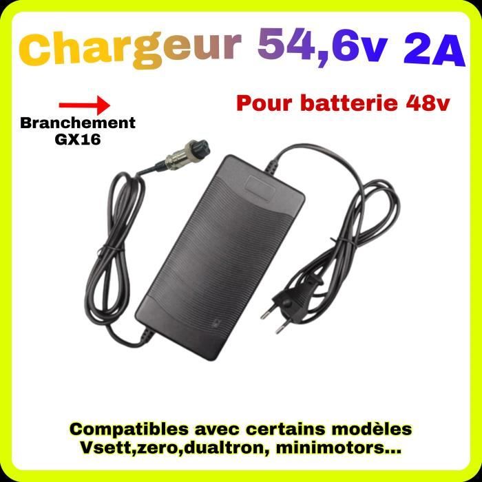 Chargeur 54,6V 2A Pour Trottinette électrique 48V — 3 Broches, Ventilé, Indicateur LED — Universel - 5