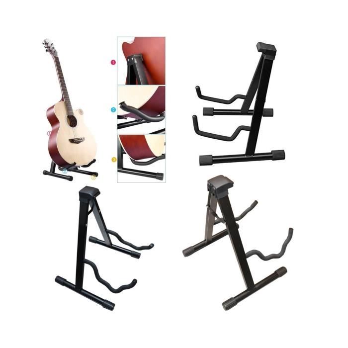 Support Guitare MINRS 5 Positions - Pliable - Pour Guitares Acoustiques/Électriques/Basses - Noir - Stable Et Protecteur