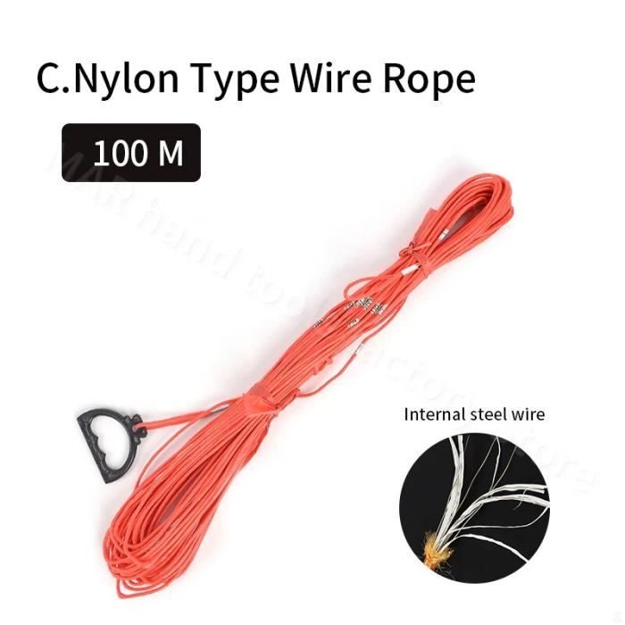 Câble D'acier Gainé Vinyle ORANGE - Diam. 1/8" à 3/16" - Structure 7x7 - Longueurs 50 à 500 Pieds