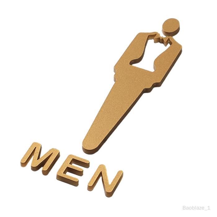 Panneau Porte Toilettes Hommes / Femmes – Métal Doré – 22x7cm – Neuf