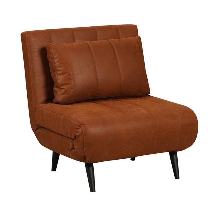 fauteuil convertible lit 80 x 190 cm hanna - livin24 - cuir écologique - marron