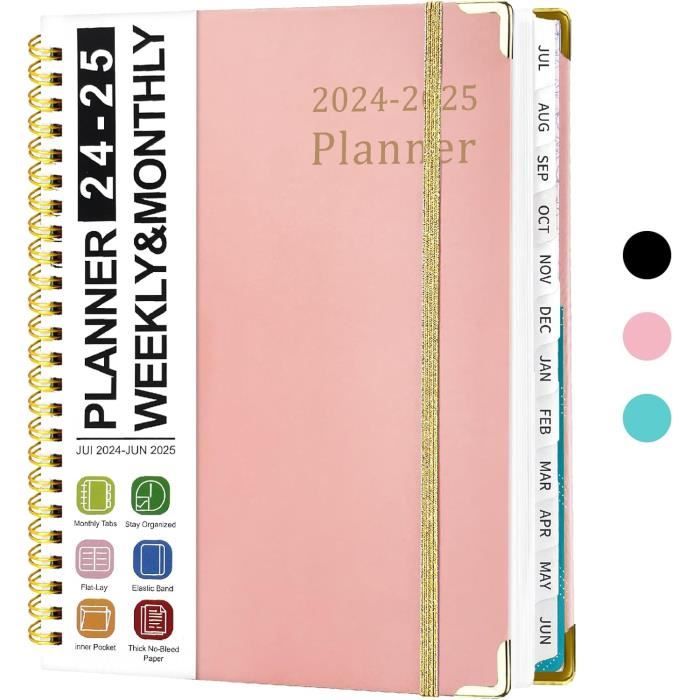 Agenda 2025 2026 - Agenda 2025 2026 Semainier Productivity Planner de Juillet 2025 à Juin 2026 avec étiquettes mensuelles, pochettes intérieures, bandes Agenda 2025 2026 - Agenda 2025 2026 Semainier Productivity Planner de Juillet 2025 à Juin 2026 avec étiquettes mensuelles, pochettes intérieures, bandes