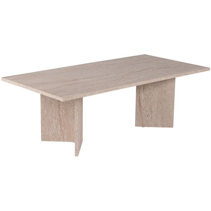 Table basse - SABIN - Travertine - Rectangulaire - Panneaux mélaminés - Travertin - Style élégant - Sur pieds - 119x60x40 cm