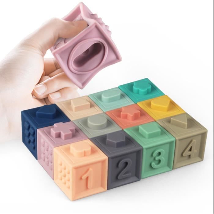 blocs bébé jouets 6 mois, jouets à mâcher de dentition jouets éducatifs - blocs de construction de bébé doux pour les tout-petits