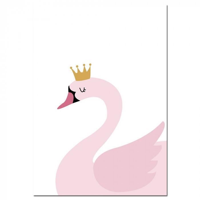 Version 70x100cm Unframed Picture 1 Nom Personnel Affiche Personnalisee Dessin Anime Rose Cygne Pepiniere Impression Peinture Cdiscount Maison