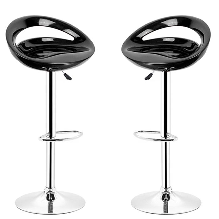 Tabourets de bar réglables en ABS Noir - PE - Lot de 2 - Style contemporain - Hauteur 59-80cm