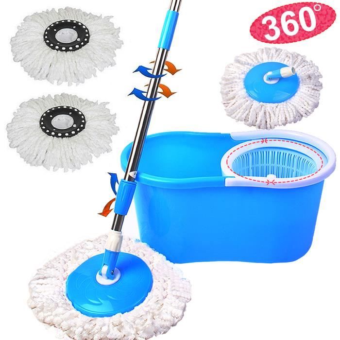 Balai Microfibre & Seau à Essorer Rotatif 360° | Serpillière Plaque Auto-Nettoyante | Nettoyage Sols Facile