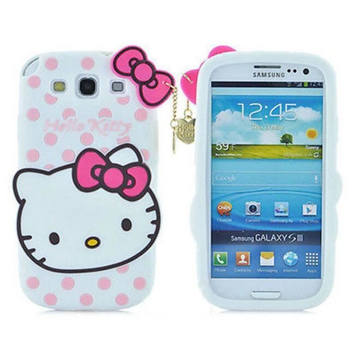 Coque Samsung Galaxy S4 Mini chat blanc Hello Kitty pois silicone ...