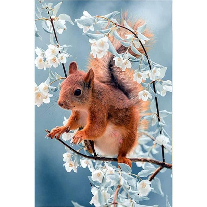 Puzzle Adulte 1000 Pièces Écureuil avec des Fleurs Puzzle Classique Kit