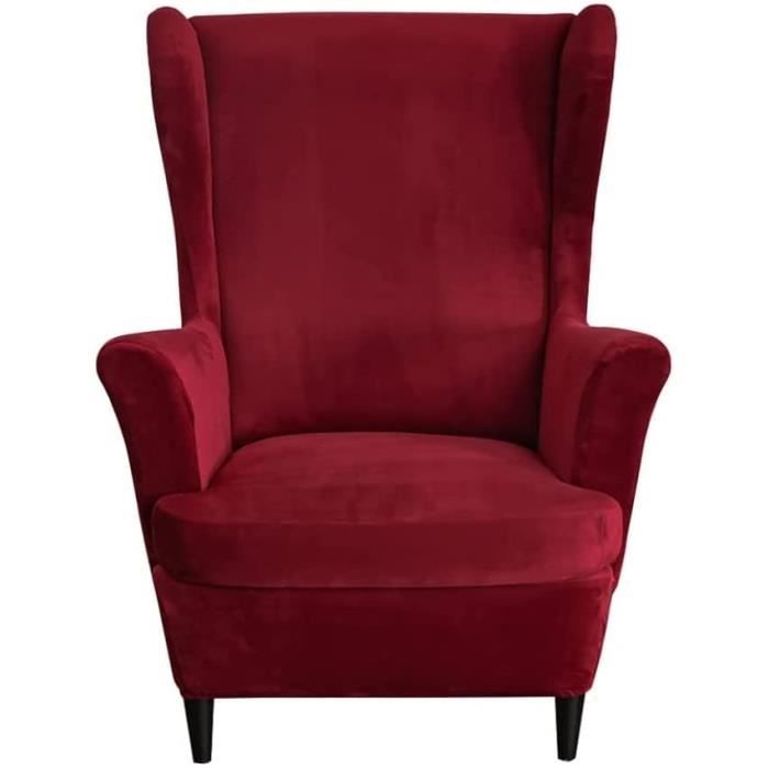 Housse Fauteuil Hixingo 2 Pièces - Protection Complète Avec Housse Cousin Rouge Bourgogne