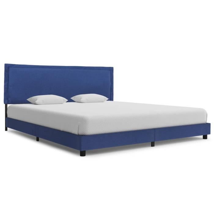 pop - market cadre de lit bleu tissu 180 x 200 cm,haut de gamme®etijdj®