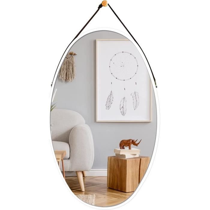 Relaxdays Miroir mural ovale, cadre en bambou, miroir décoratif avec sangle réglable, miroir de couloir, 76,5 x 43,5 cm, naturel, taille Relaxdays Miroir mural ovale, cadre en bambou, miroir décoratif avec sangle réglable, miroir de couloir, 76,5 x 43,5 cm, naturel, taille