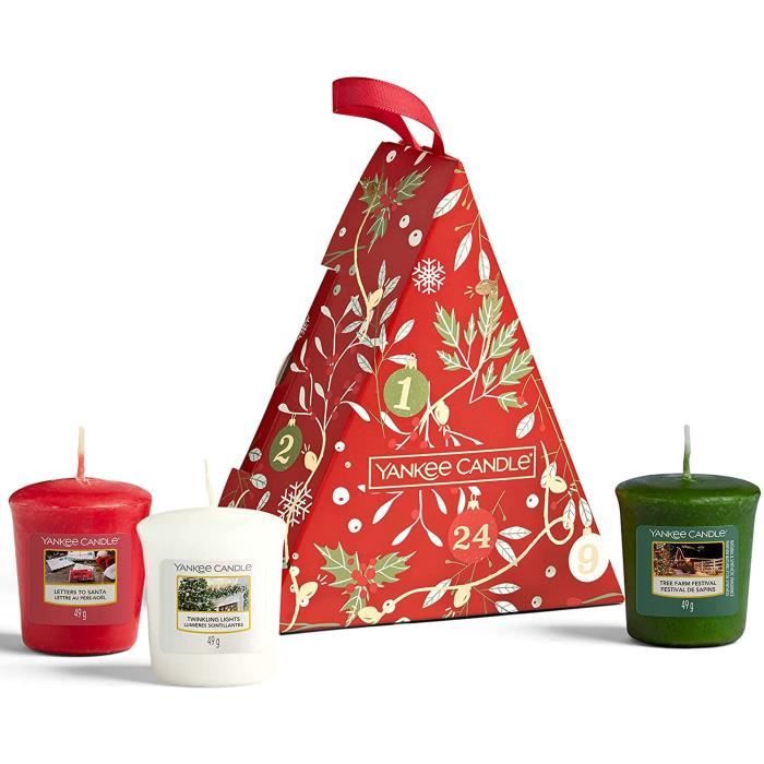 Yankee Candle Coffret cadeau 3 bougies votives parfumées Collection compte à rebours jusqu'à Noël Yankee Candle Coffret cadeau 3 bougies votives parfumées Collection compte à rebours jusqu'à Noël