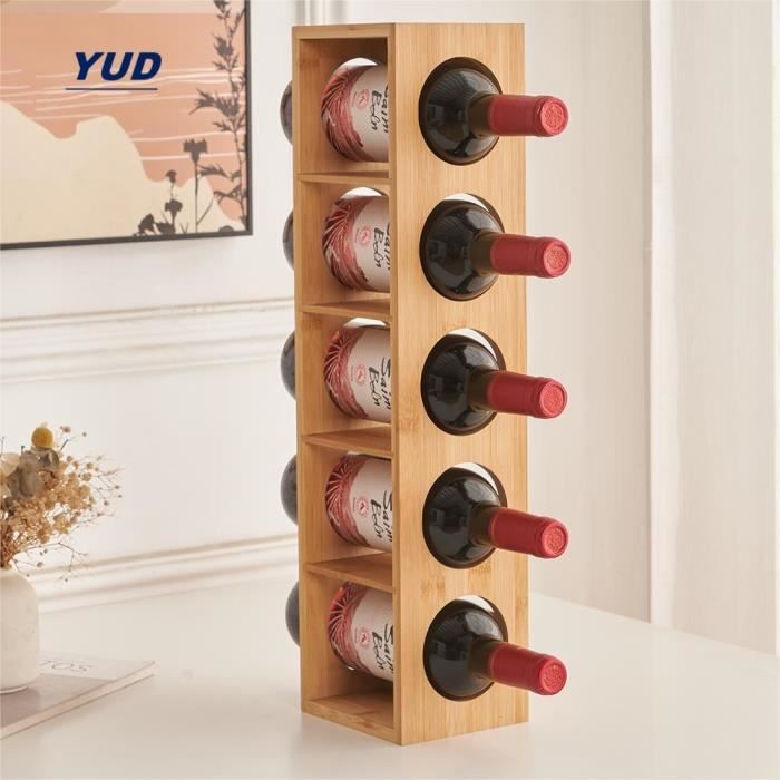 Range Bouteilles YUD - Rack à vin 5 bouteilles - Bois brut - Cuisine - Blanc - YUD