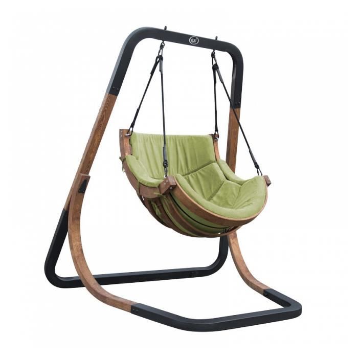 chaise suspendue sur pied en bois axi capri - vert - design - pour jardin