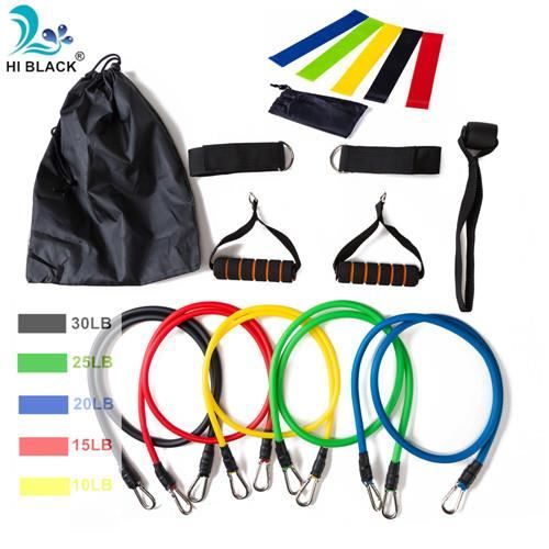 Kit élastiques Musculation Gymkross - 10 Bandes Résistance Jusqu'à 200kg, Avec Barre Et Sangles, Application Incluse
