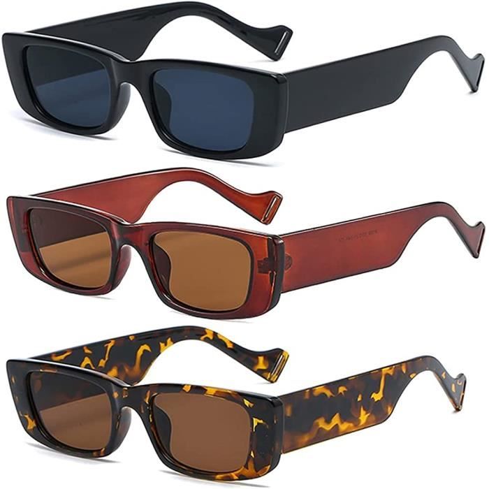 H HELMUT JUST Lunettes De Soleil Rectangulaires Vintage Pour Femme Et Homme - Verres Anti UVA UVB - Petit Format