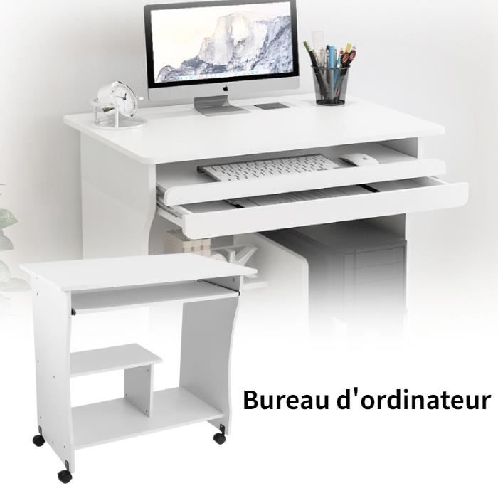 Bureau d'ordinateur avec tiroir et plateau de clavier de 31,5 po Tik par  Homycasa de couleur noyer chaud 0200600014026