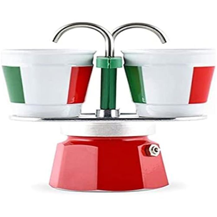 Kit de préparation de café BIALETTI MINI ITALIA 2 tasses Bicolore Idéal pour le thé et café
