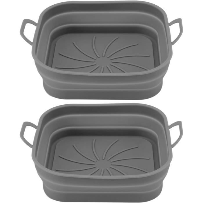 Lot De 2 Paniers Silicone Pour Friteuse à Air 17 Cm – Réutilisables, Antiadhésifs Avec Poignées, Compatibles Air Fryer, Four & Micro-Ondes