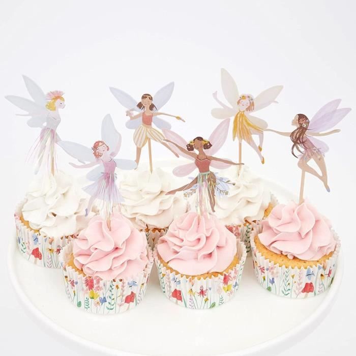 Décorations De Cupcakes En Forme De Fée à Paillettes Dorées - Lot De 36 Pour Mariage, Anniversaire, Baby Shower - Décoration De Gâteau Non Comestible