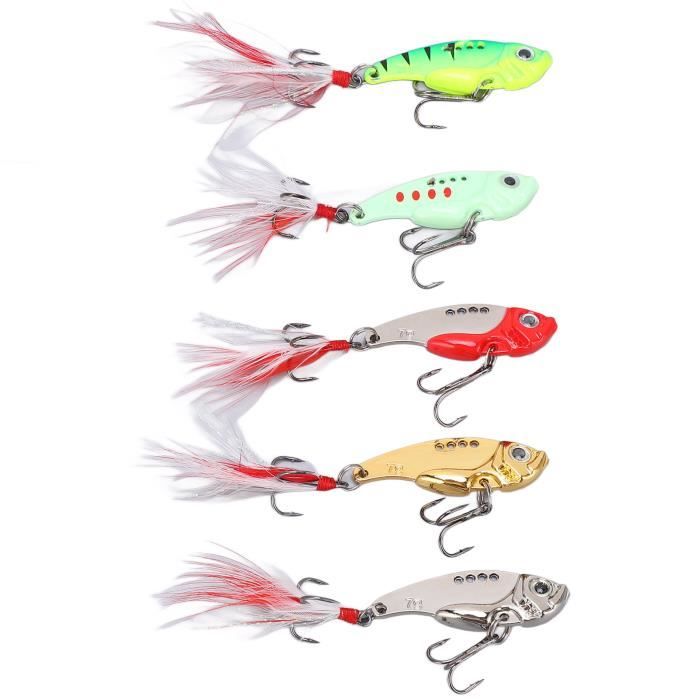 Lot de 5 leurres de pêche en métal pour pêche à la traîne