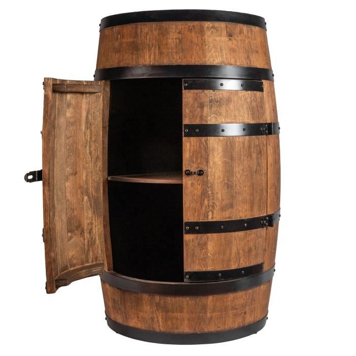 Casier à Vin - Creative Cooper - Tonneau En Bois avec des portes, Meuble Rangement Bouteille Alcool, 80x50 cm, Wenge