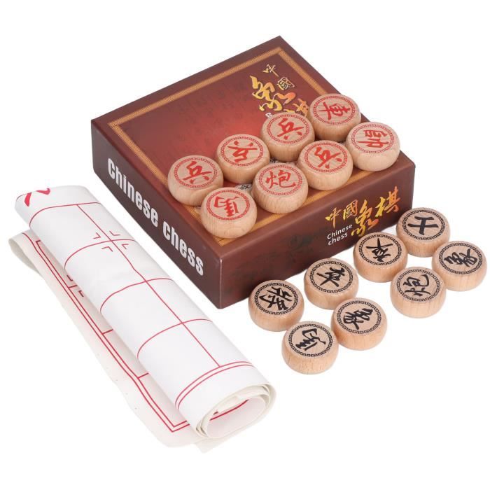 Jeu D'Échecs Chinois FunnyGoo Xiangqi - Boîte Hêtre, Échiquier Cuir, Pièces 3.5cm - 2 Joueurs