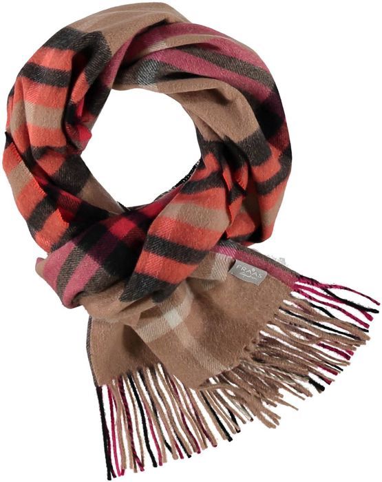 FRAAS Echarpe marron noir pour femme Pure Cashmere Scarf with FRAAS Plaid Sand 100937