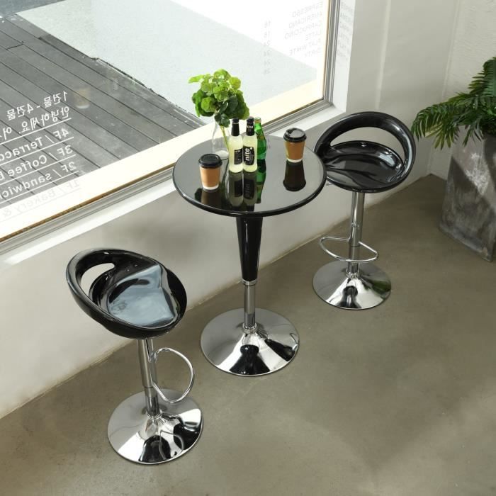 FurnitureR Lot de 2 Tabourets de Bar Cuisine Scandinaves Repose-Pieds et Base Chromés Design du Dossier Creux Noir FurnitureR Lot de 2 Tabourets de Bar Cuisine Scandinaves Repose-Pieds et Base Chromés Design du Dossier Creux Noir