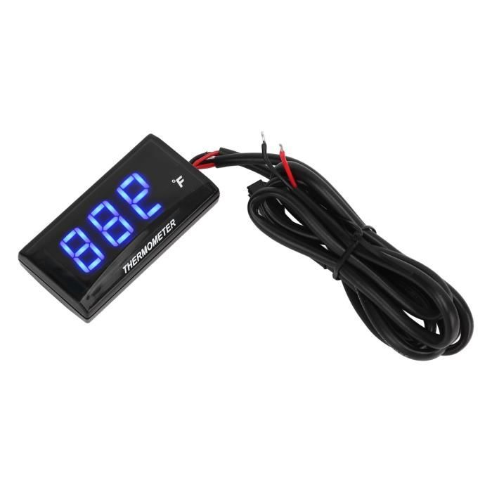 Meilleurs prix pour Thermomètre LCD pour moto, étanche et ultra-LINce, avec adaptateur pour bougie d'allumage 10MM DC12V(Blue)