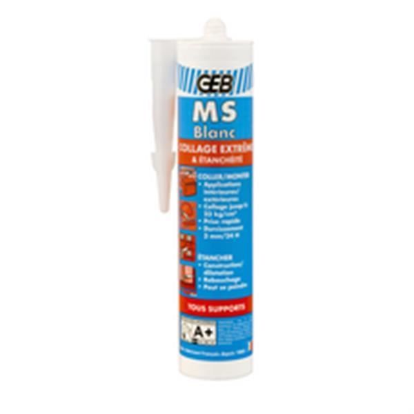 Colle-mastic - Geb - 892005 - Blanc - 280ml - Prise rapide pour collages extrêmes