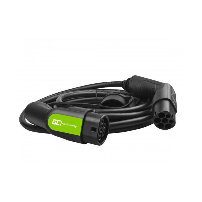 Green Cell® GC Type 2 Câble de Charge EV Voiture Électrique PHEV | 7,2kW | 32A | Type 2 de Type 2 | 7 Mètre | Monophasé